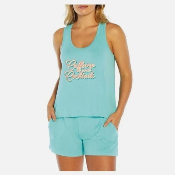 Wildfox Ladies Tank And Short Set Caffeine And Cocktails Nwt.SIZE 2XL - Picture 1 of 6